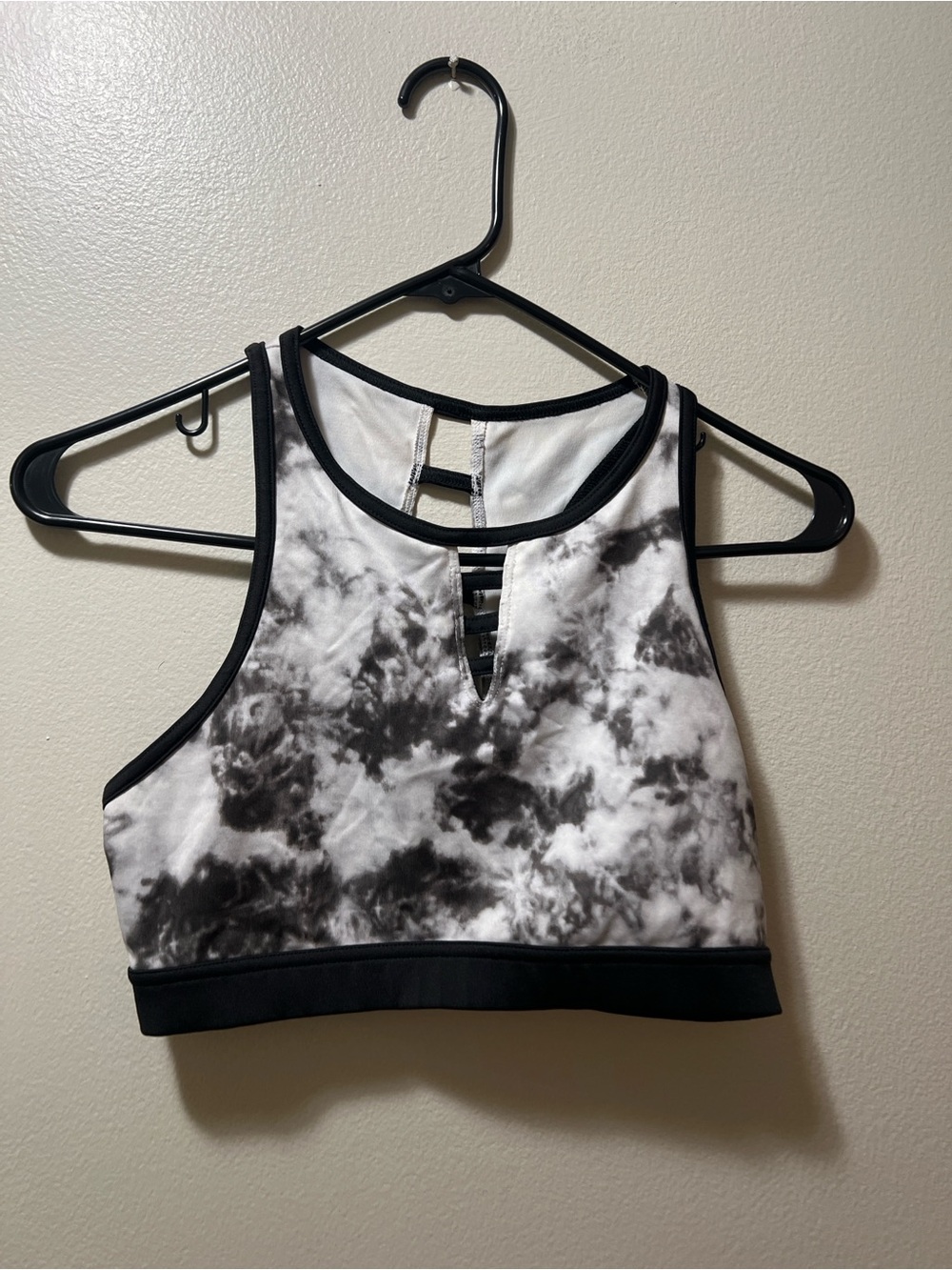 Hollister Black & White Tie-Dye Sports Bra